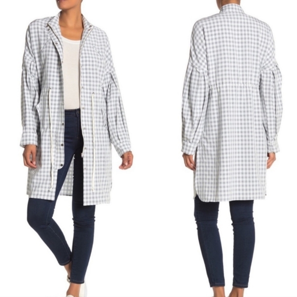 Anthropologie English Factory Checkered Balloon Sleeve Jacket - Picture 1 of 10